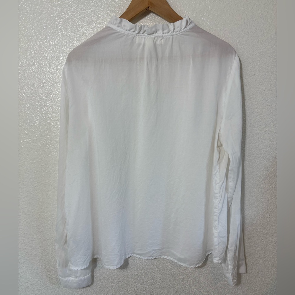 Cloth & Stone for Anthropologie Long Sleeve Ruffle Neck White Blouse Size XL - Picture 3 of 5